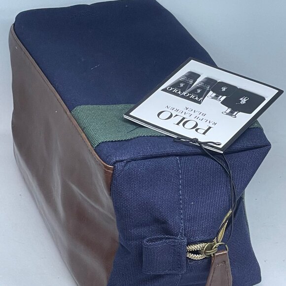 BNWT Ralph Lauren Polo Black Travel Toiletry Cosmetic Bag - Blue w/ Green Accent - Picture 6 of 10